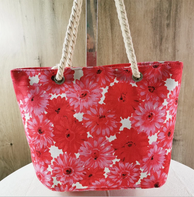 Bunte Strandtasche mit robusten Seilen Skanto
