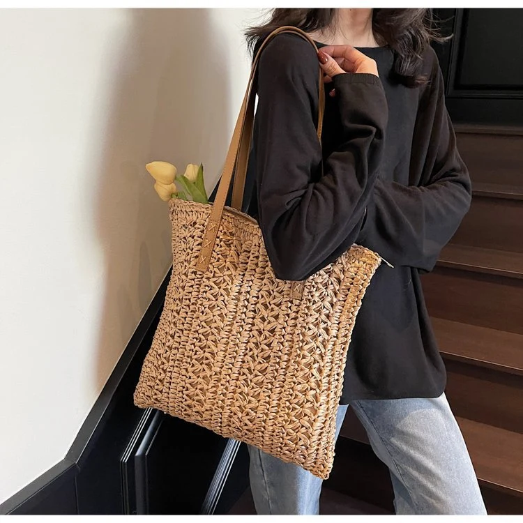Handgewebte Strandtasche mit geflochtenem Muster Skanto