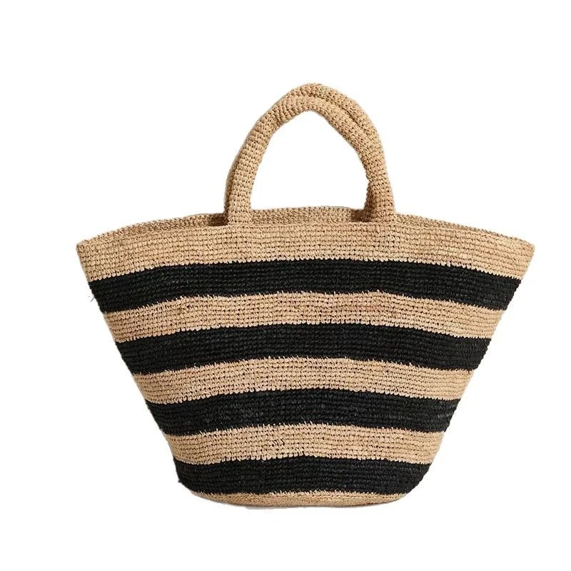 Handgewebte Strandtasche mit modernem Streifenmuster Skanto