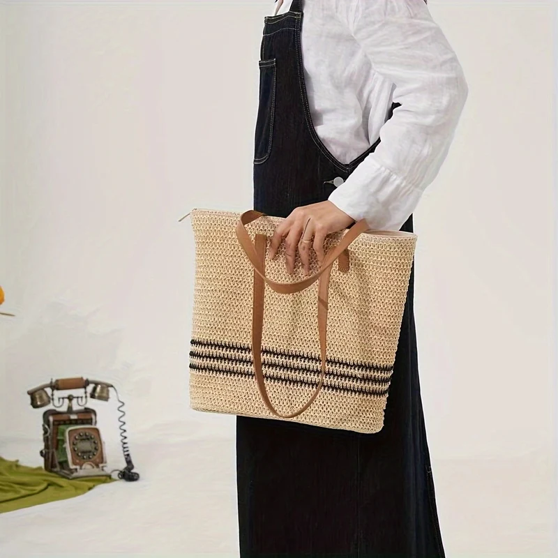 Geräumige Strandtasche mit strapazierfähigem Kunstledergriff Skanto