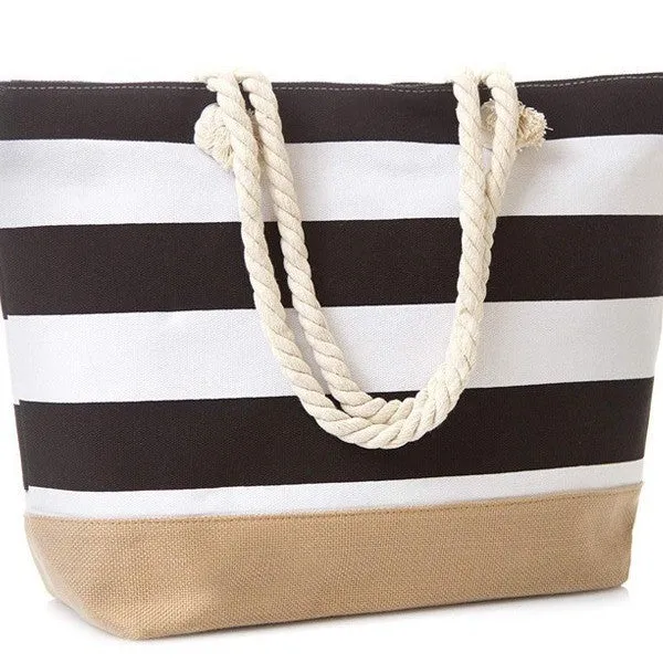 Strandtasche mit maritimen Streifen und robusten Seilgriffen Skanto