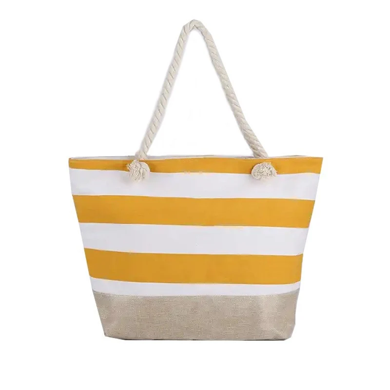 Strandtasche mit maritimen Streifen und robusten Seilgriffen Skanto