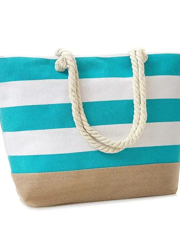 Strandtasche mit maritimen Streifen und robusten Seilgriffen Skanto