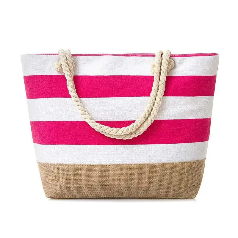 Strandtasche mit maritimen Streifen und robusten Seilgriffen Skanto