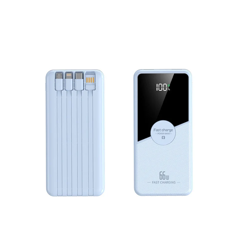 Multifunktionale Powerbank mit Schnellladefunktion und integrierten Kabeln Skanto
