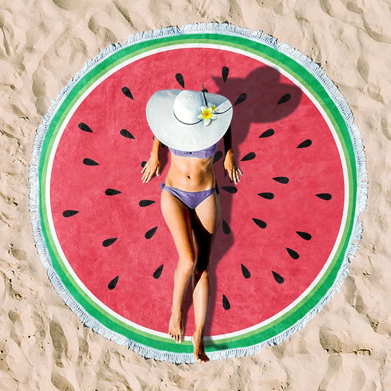 Rundes Strandtuch mit künstlerischem Lotus-Design Skanto