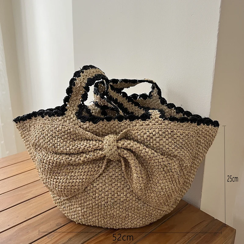 Handgefertigte Strohtasche mit weichem Innenfutter Skanto