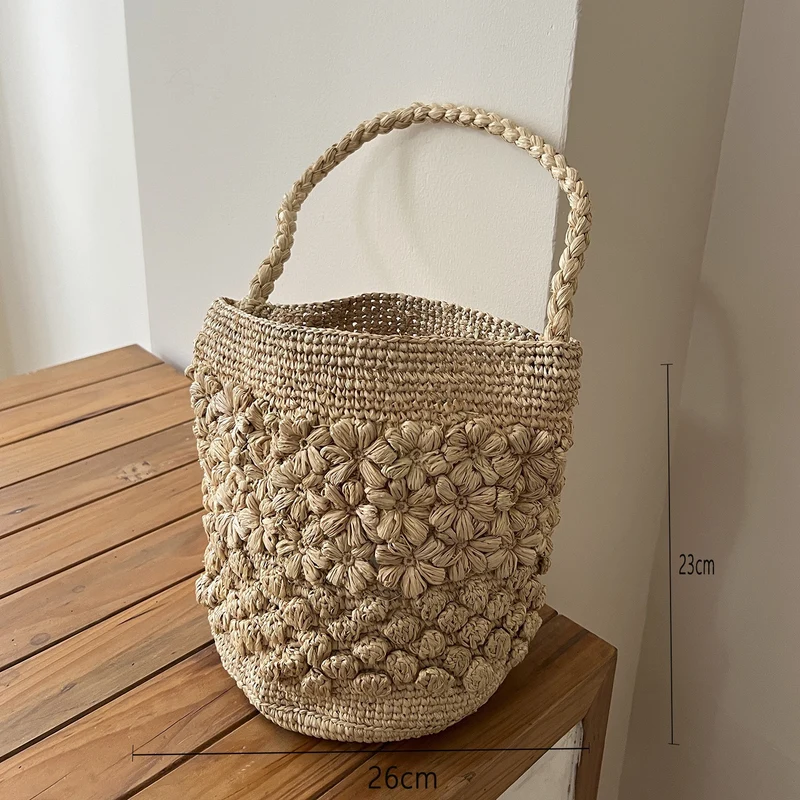 Handgefertigte Strohtasche mit weichem Innenfutter Skanto