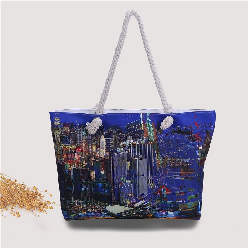 Strandtasche im urbanen Postkarten-Design Skanto