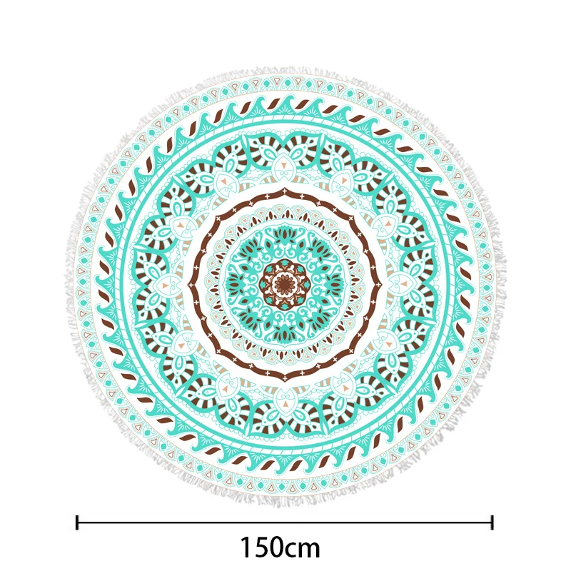 Rundes Strandtuch mit floralen Aquarellmotiven Skanto