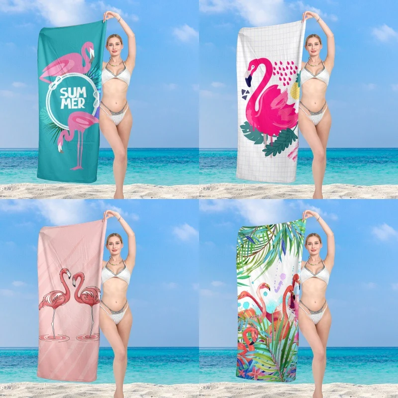 Premium Strandtuch mit lebhaftem Flamingo-Design Skanto