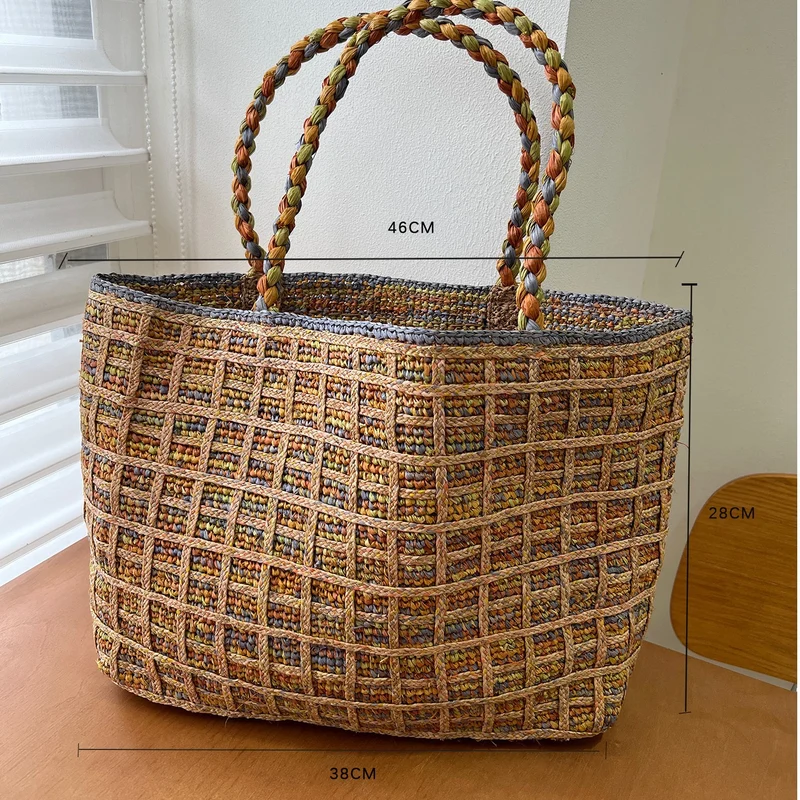 Handgemachte Stricktasche mit Blumenmuster Skanto