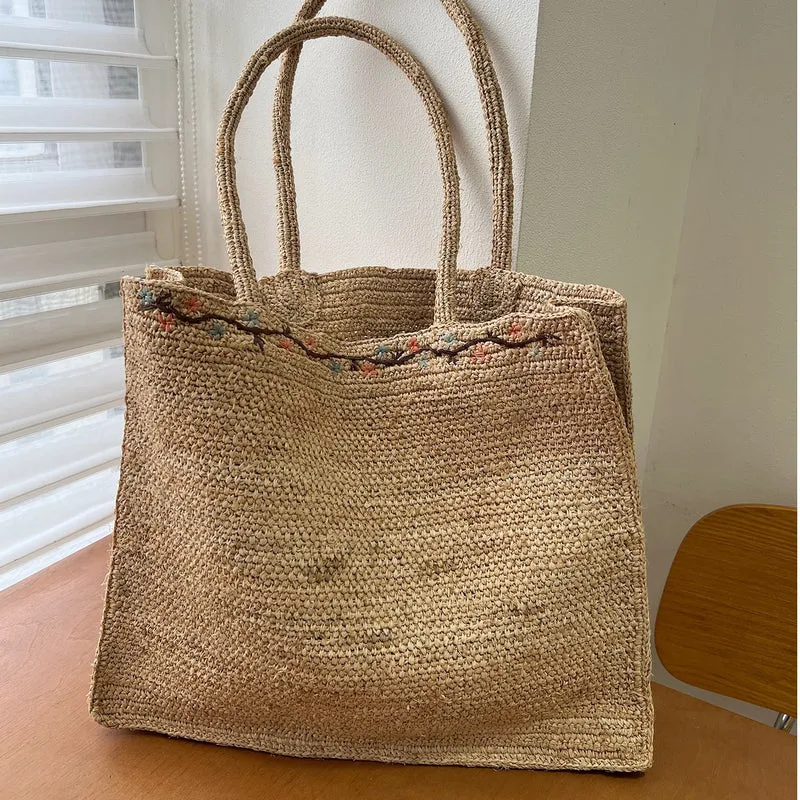 Handgemachte Stricktasche mit Blumenmuster Skanto