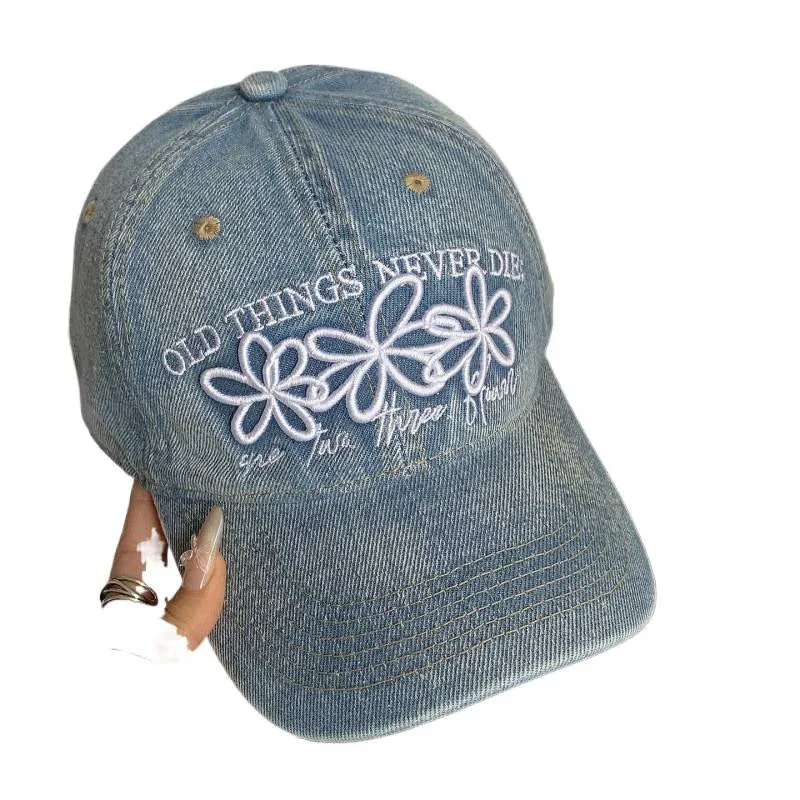 Damen Bestickte Denim-Kappe Skanto