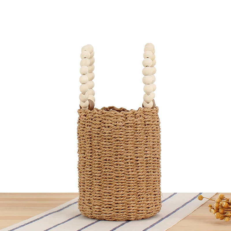 Handtasche in handgefertigter Naturflechtung mit elegantem Holzgriff Skanto