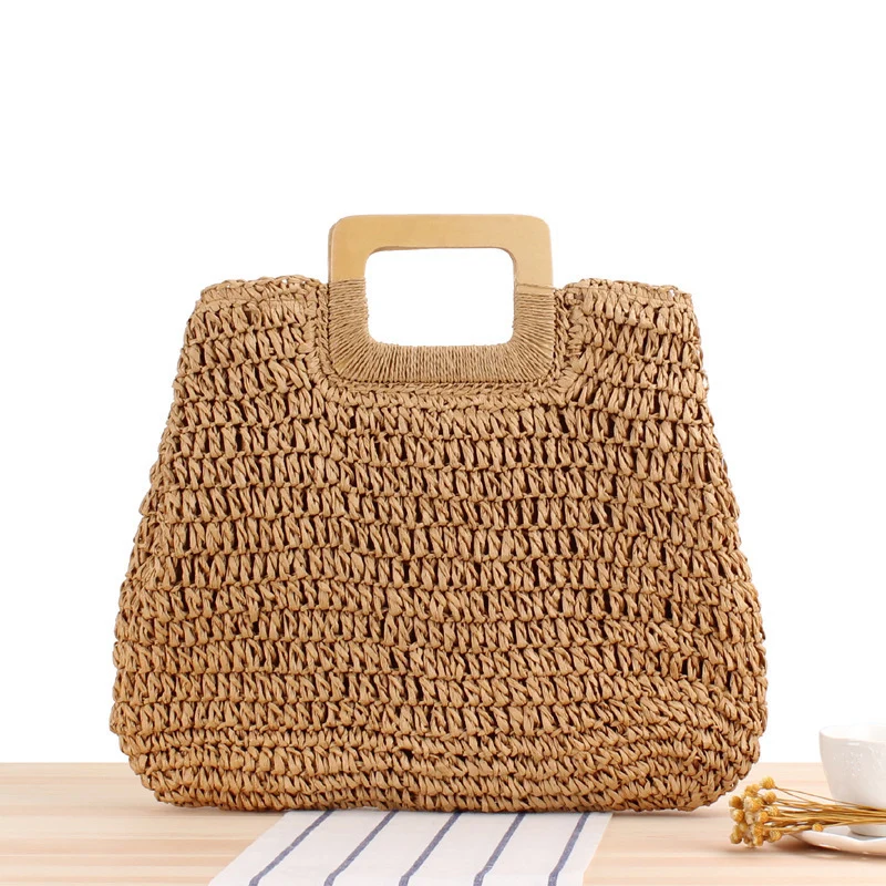 Makramee Tragetasche mit elegantem Holzgriff Skanto