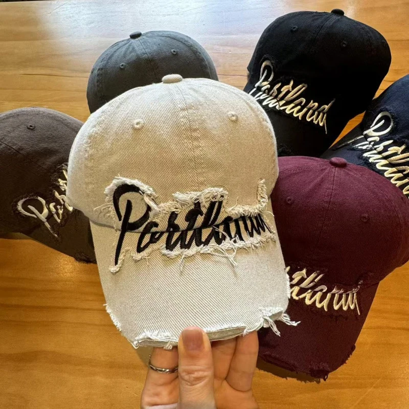 Unisex Distressed Baumwoll-Baseballkappe Skanto