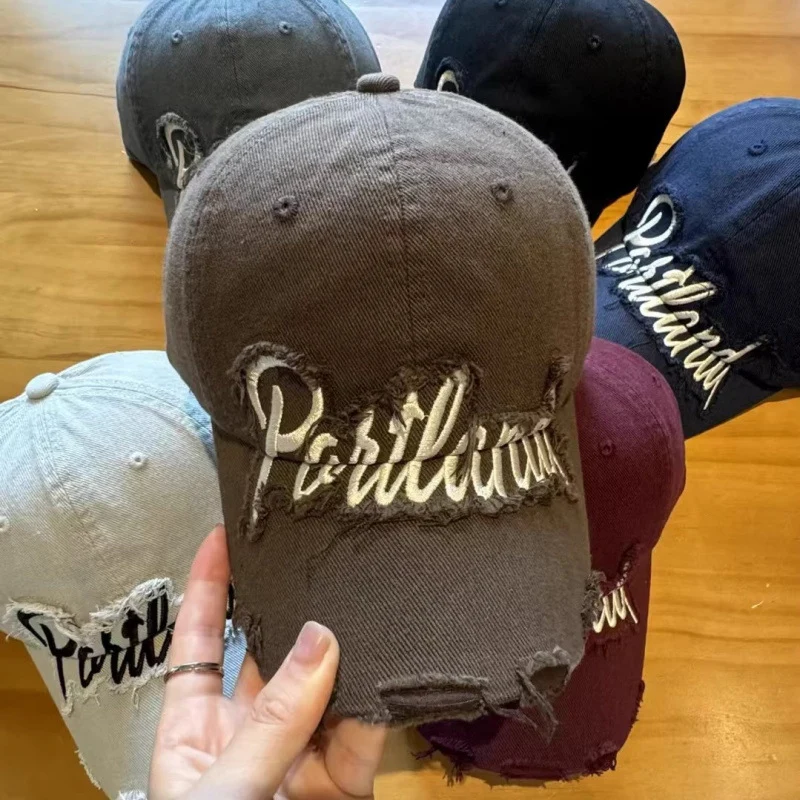 Unisex Distressed Baumwoll-Baseballkappe Skanto
