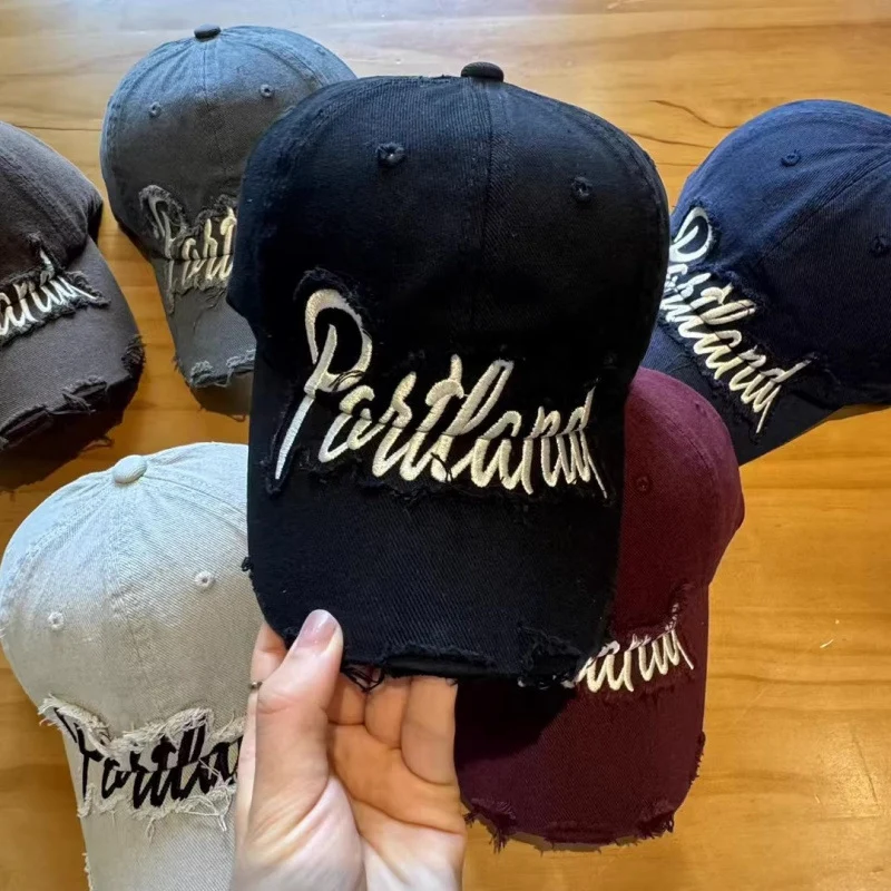 Unisex Distressed Baumwoll-Baseballkappe Skanto