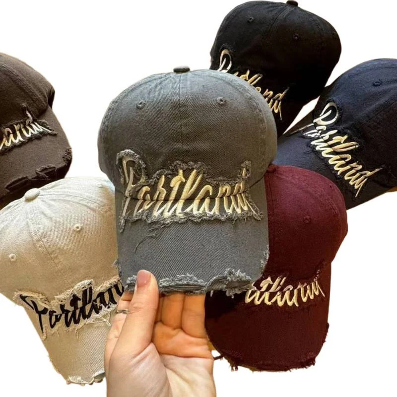 Unisex Distressed Baumwoll-Baseballkappe Skanto