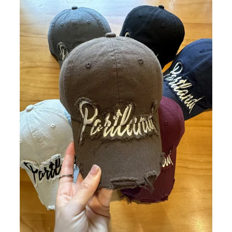 Unisex Distressed Baumwoll-Baseballkappe Skanto