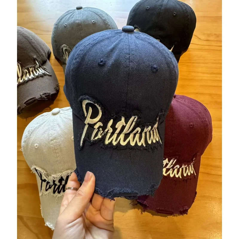 Unisex Distressed Baumwoll-Baseballkappe Skanto
