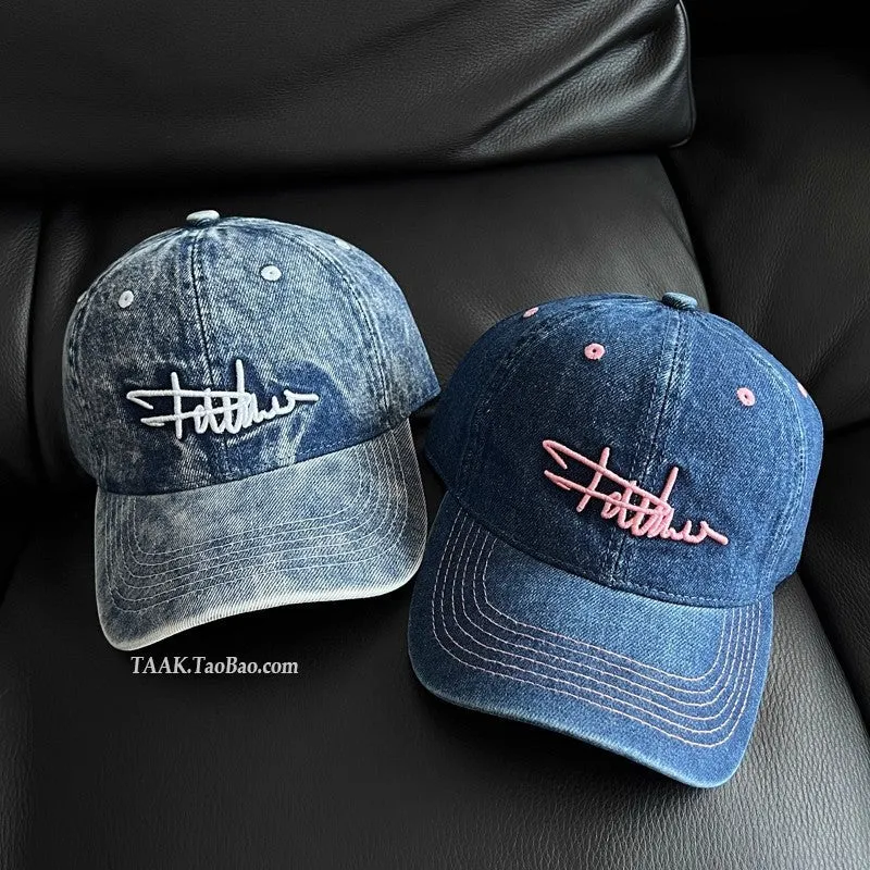 Damen Baseballkappe im Used-Look aus Jeans mit Stickerei Skanto
