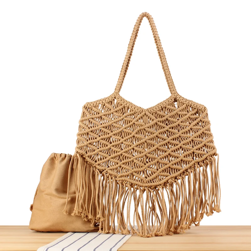 Kreative Makramee-Tasche mit Fransen-Design Skanto