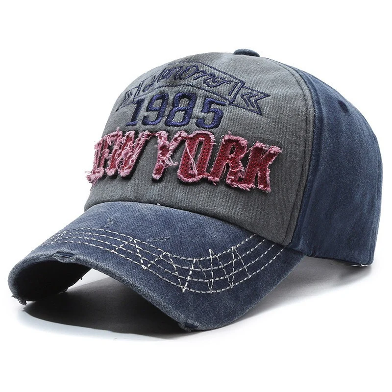 Herren Distressed Baumwoll-Baseballkappe mit Grafik Skanto