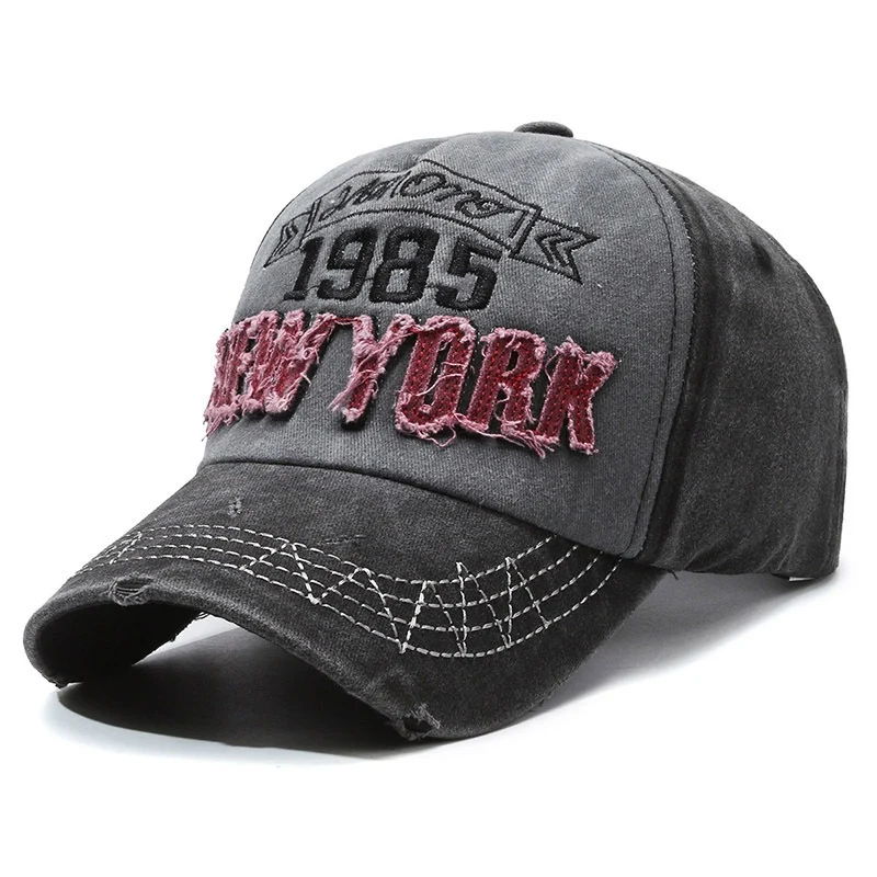 Herren Distressed Baumwoll-Baseballkappe mit Grafik Skanto