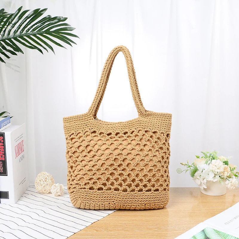Handgeknüpfte Tote Bag mit modernem Netzdesign Skanto