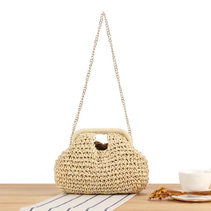 Handgefertigte Makramee-Tasche mit Ketten-Schulterriemen Skanto