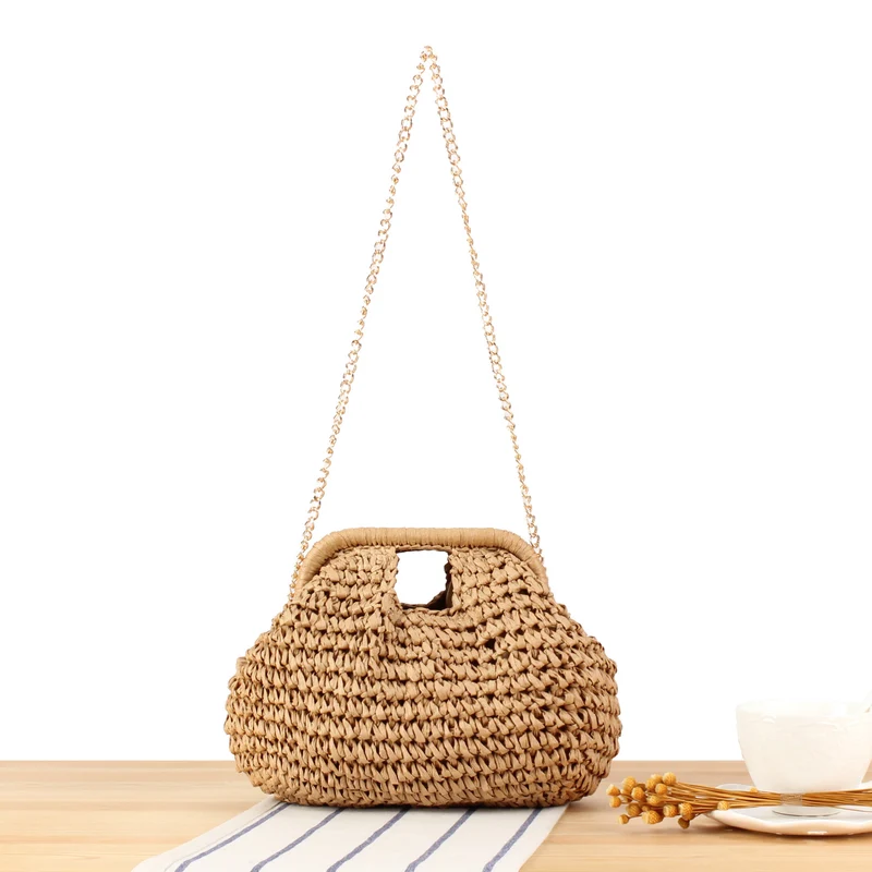 Handgefertigte Makramee-Tasche mit Ketten-Schulterriemen Skanto