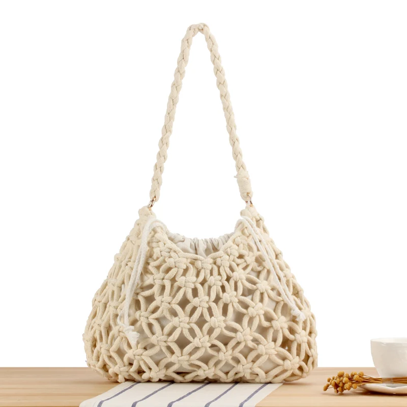 Trendige Makramee-Tasche mit geflochtenem Griff Skanto