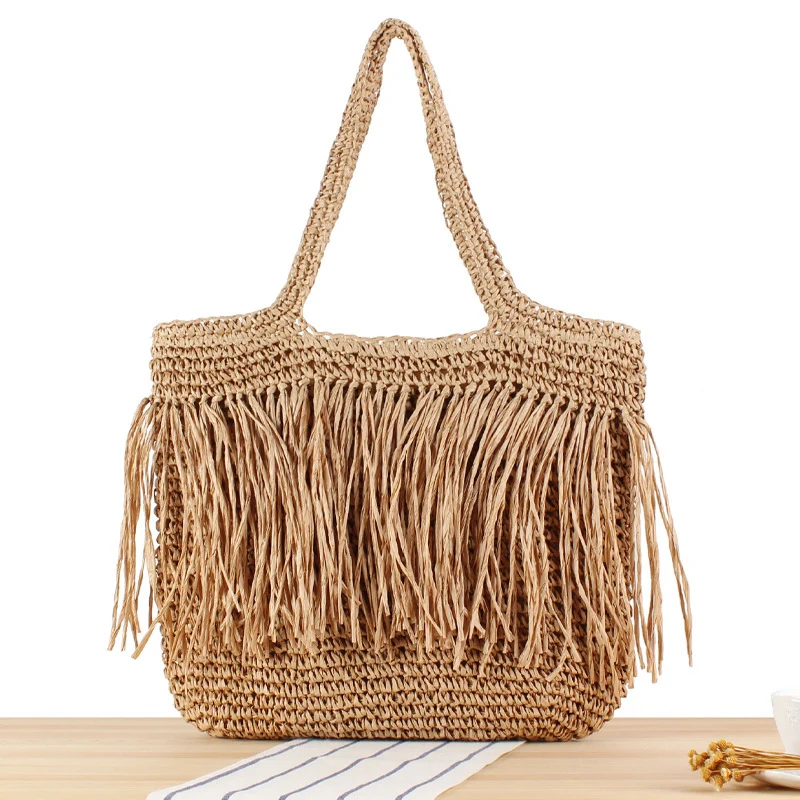 Moderne Makramee-Tasche mit Fransen Skanto