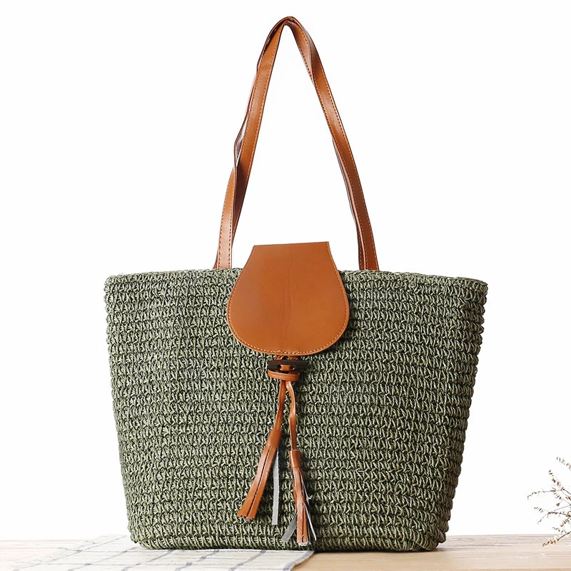 Elegante Korbtasche mit Lederdetails Skanto