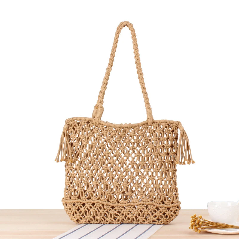 Elegante handgefertigte Makramee-Wickeltasche Skanto