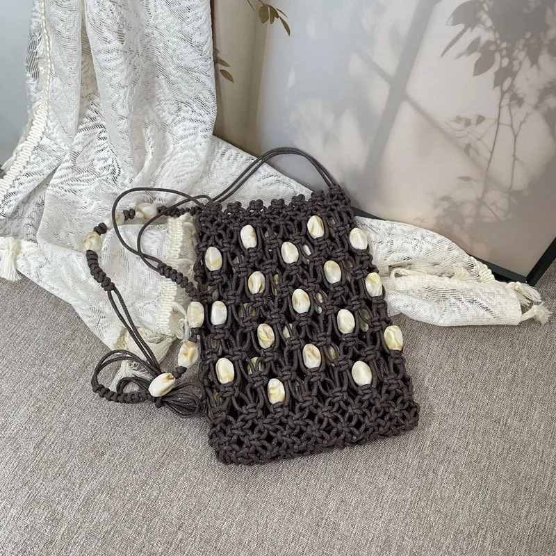 Handgeknüpfte Umhängetasche mit Muscheln Skanto