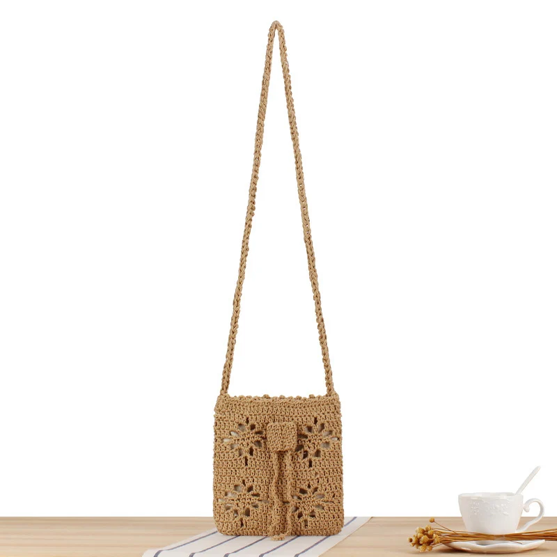 Handgefertigte Häkel-Schultertasche mit Blumenmuster Skanto