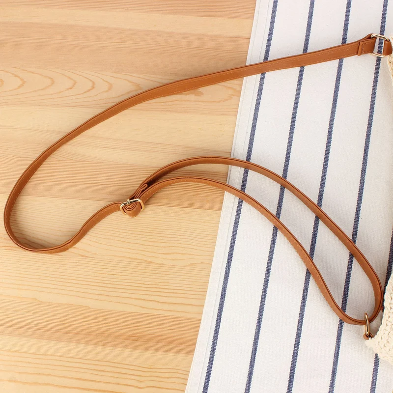 Makramee Schultertasche mit robustem Ledergriff Skanto