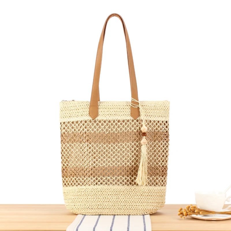 Handtasche aus handgewebtem Naturmaterial mit eleganten Quastendetails Skanto