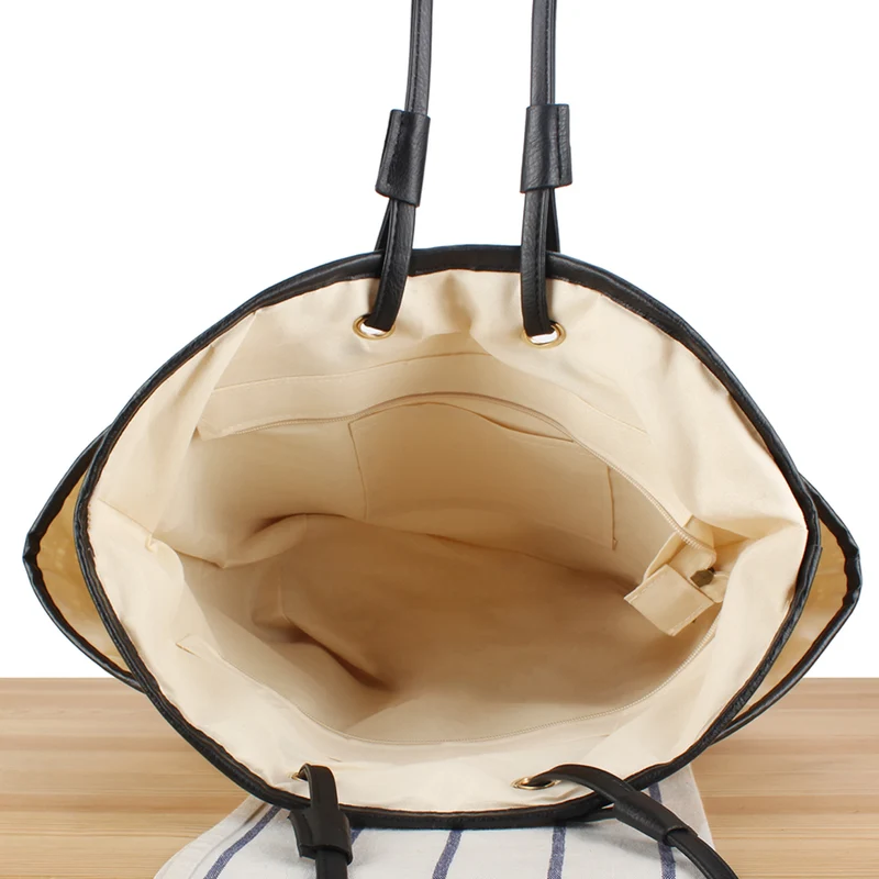 Geflochtene Strandtasche mit elegantem Lederdetail Skanto