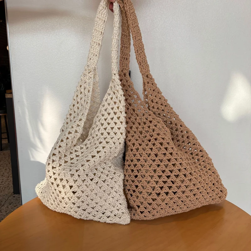 Handgeknüpfte Netztasche mit bequemen Doppelgriffen Skanto