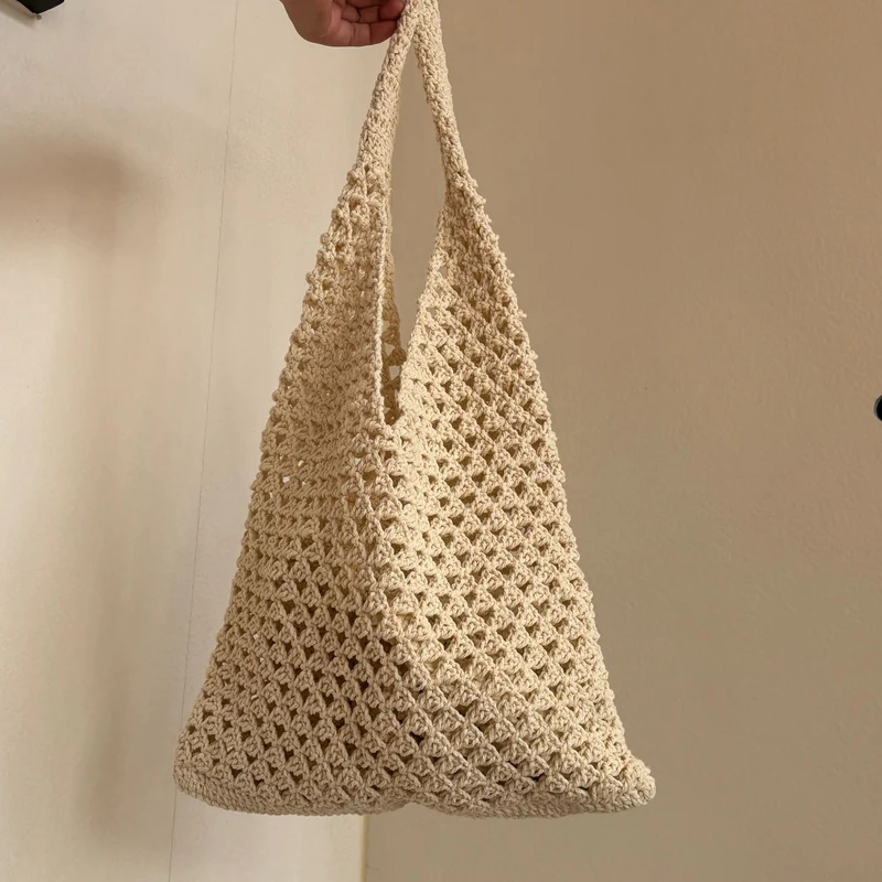 Handgeknüpfte Netztasche mit bequemen Doppelgriffen Skanto