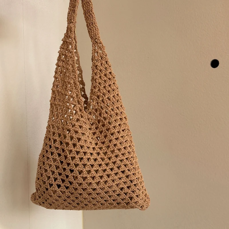 Handgeknüpfte Netztasche mit bequemen Doppelgriffen Skanto