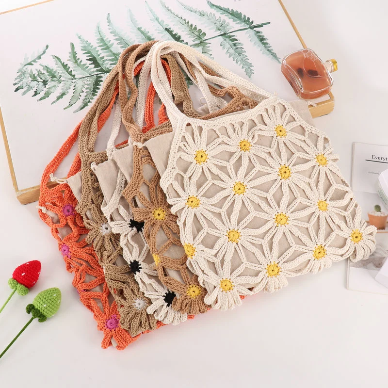 Handgefertigte, floral verzierte Einkaufstasche Skanto