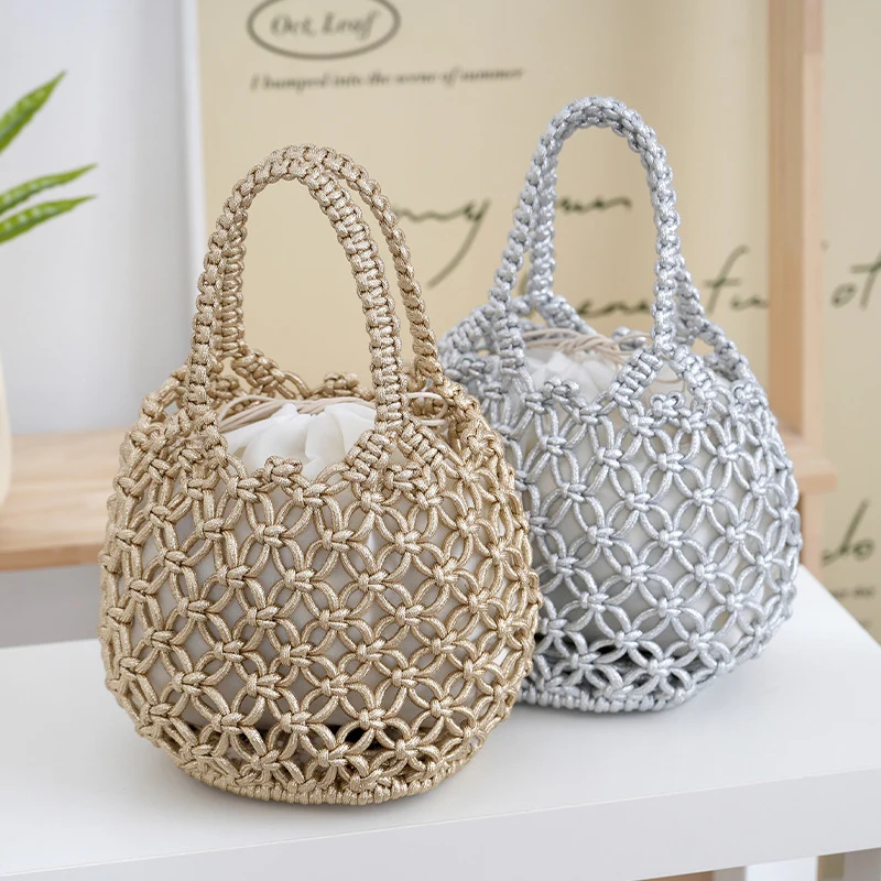 Handgefertigte Shopper-Tasche in feinem Makramee Skanto