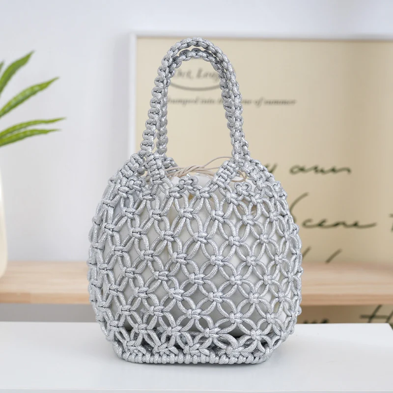 Handgefertigte Shopper-Tasche in feinem Makramee Skanto
