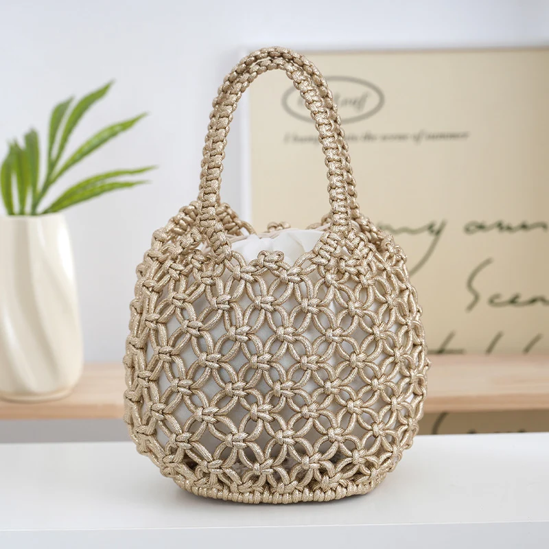 Handgefertigte Shopper-Tasche in feinem Makramee Skanto