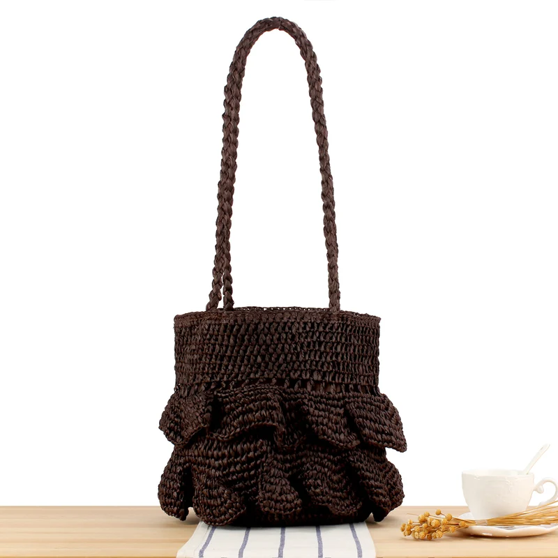 Geflochtene Rucksacktasche mit stilvollen Rüschendetails Skanto